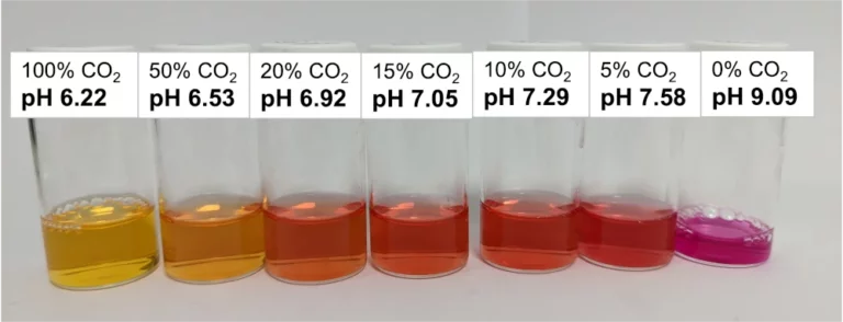 Shades of phenol red based on various pH